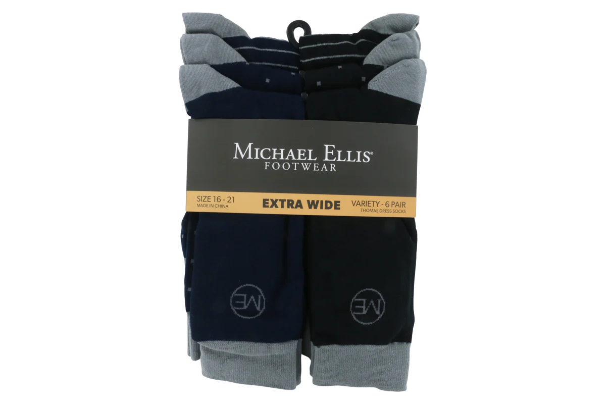 Michael Ellis Thomas BIG Dress Socks Variety 6-Pack - Wide - Image 3