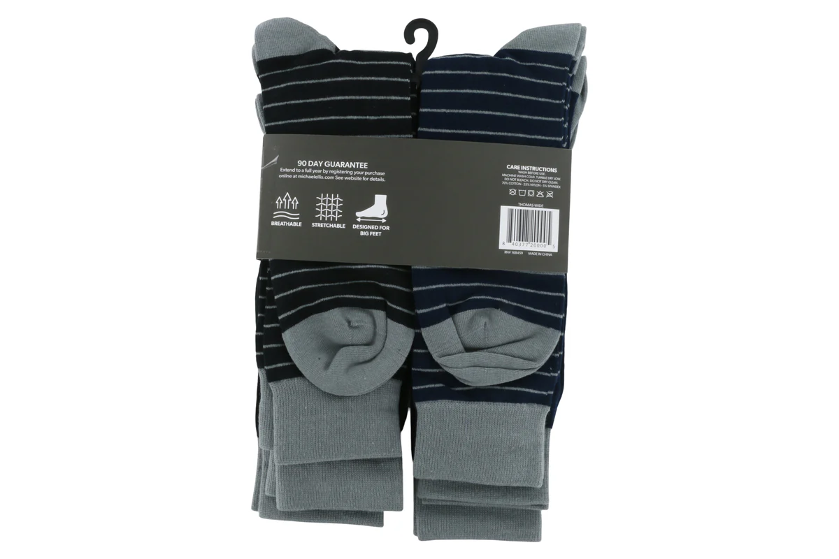 Michael Ellis Thomas BIG Dress Socks Variety 6-Pack - Wide - Image 4