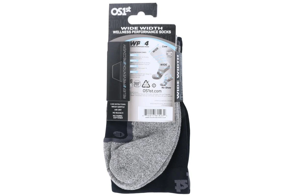OS1st WP4 Wellness Performance Crew Socks Wide Black - Image 3