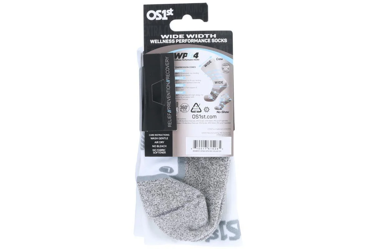 OS1st WP4 Wellness Performance Crew Socks Wide White - Image 3