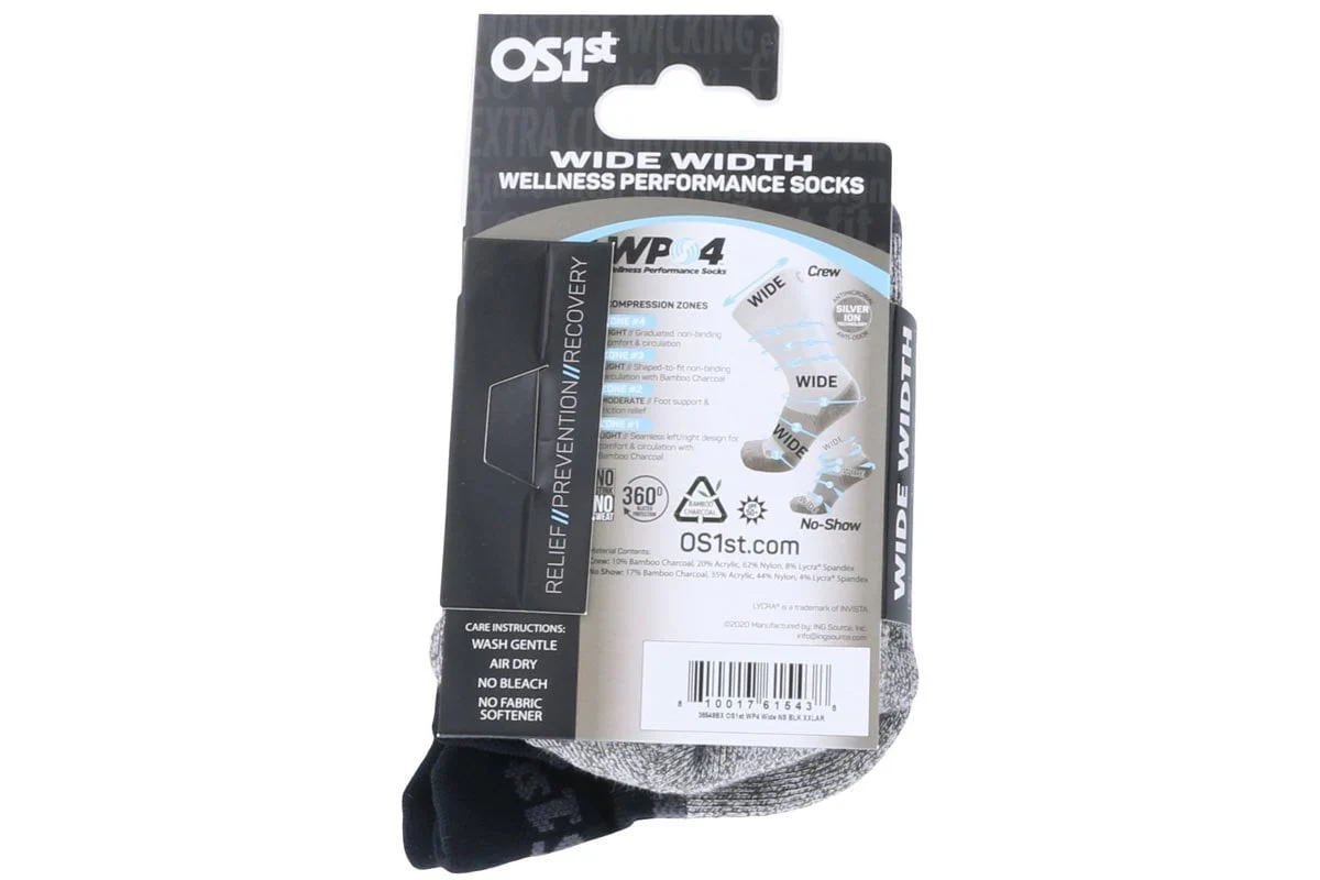 OS1st WP4 Wellness Performance No Show Socks Wide Black - Image 3