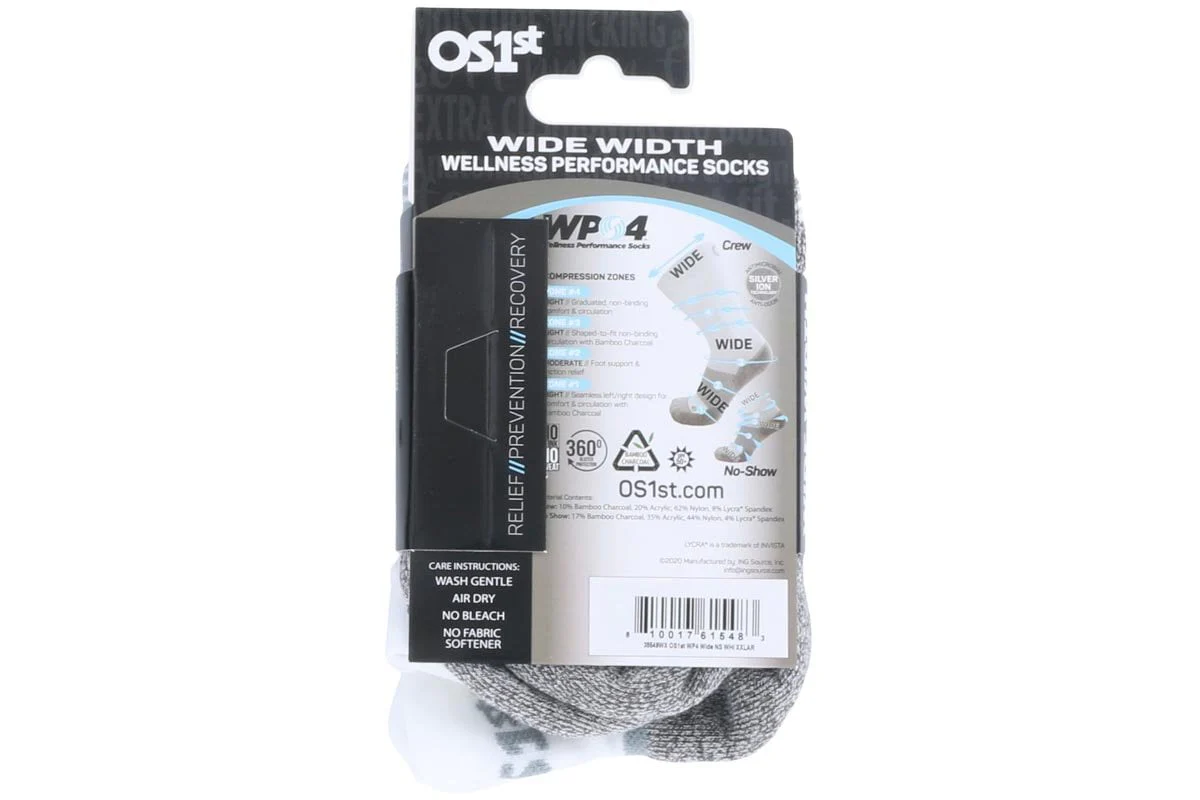 OS1st WP4 Wellness Performance No Show Socks Wide White - Image 3