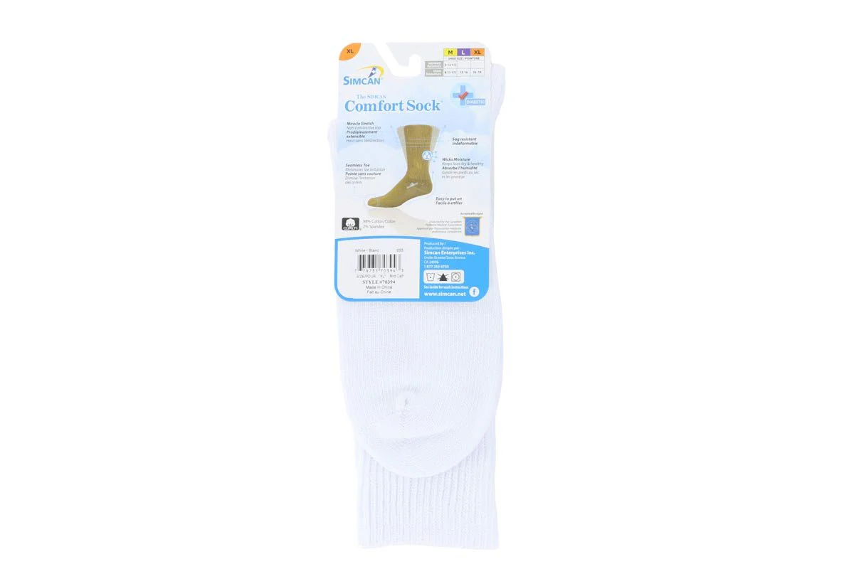 Simcan Comfort Diabetic Crew Sock White - Image 2