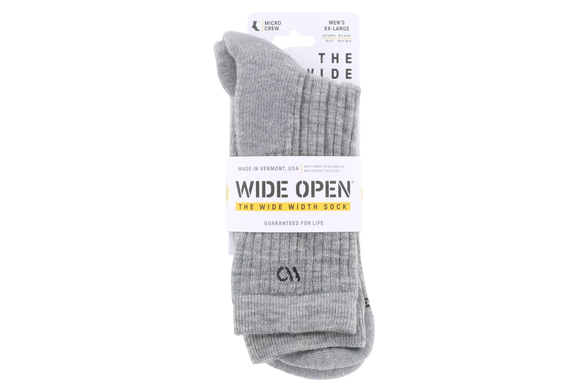 Wide Open Micro Crew Sock Grey - Image 2