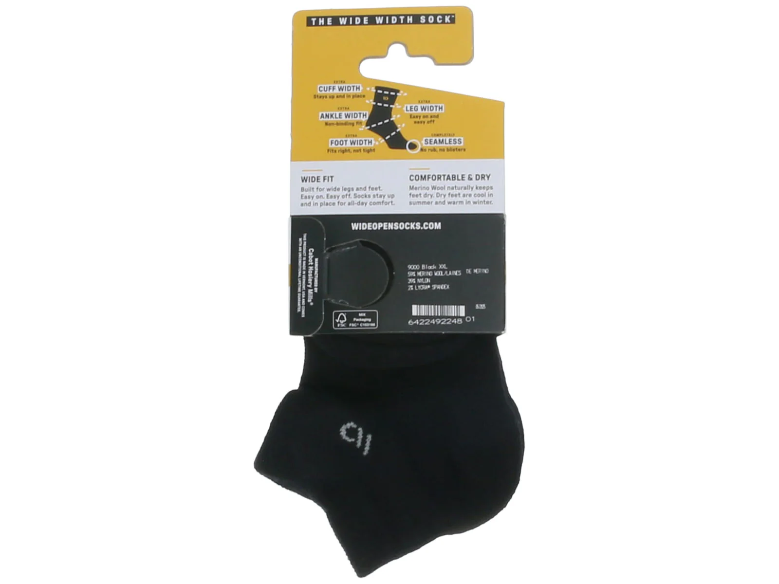 Wide Open No Show Sock Black - Image 3